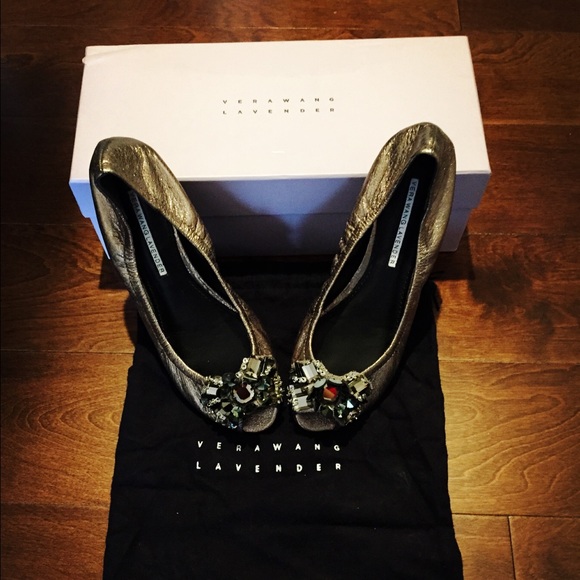 Vera Wang Lavender Peep Toe Flats