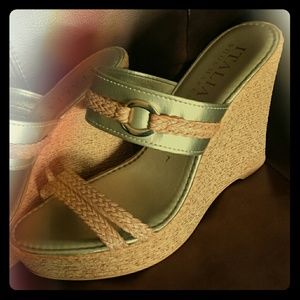 Brown and Gold wedges