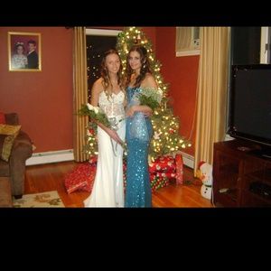 Long white prom dress, with straps