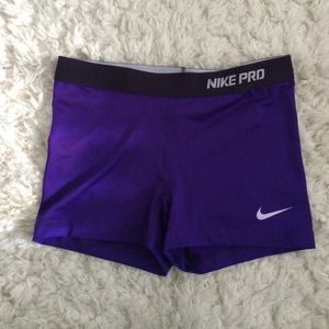 Purple Nike pro shorts