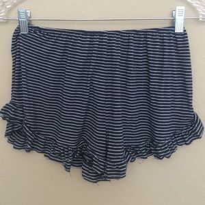 Brandy Melville navy/white striped ruffle shorts