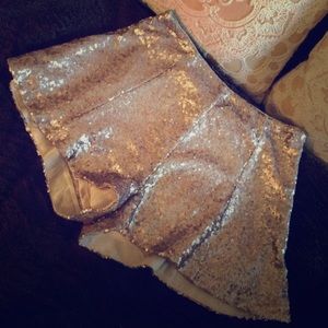 Flowy Gold Sequin Shorts