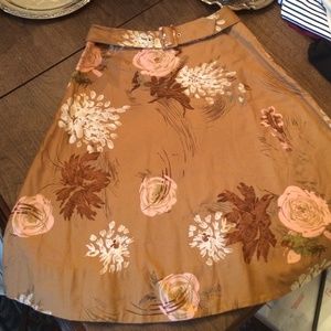 Anthropologie lined cotton belted skirt