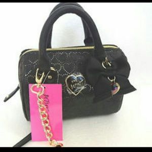 SOLD NWT Black w/ Gold Hearts Betsey Johnson Purse