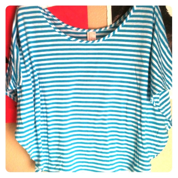 Blue & White Stripped Flowy Shirt