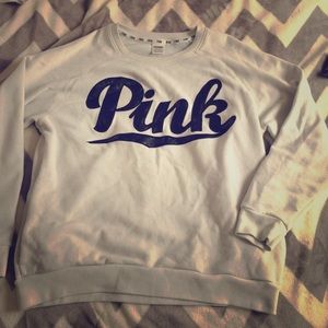 VS PINK White Varsity Sweatshirt