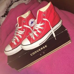 Red Chuck Taylor Allstar Converse Hi-Tops