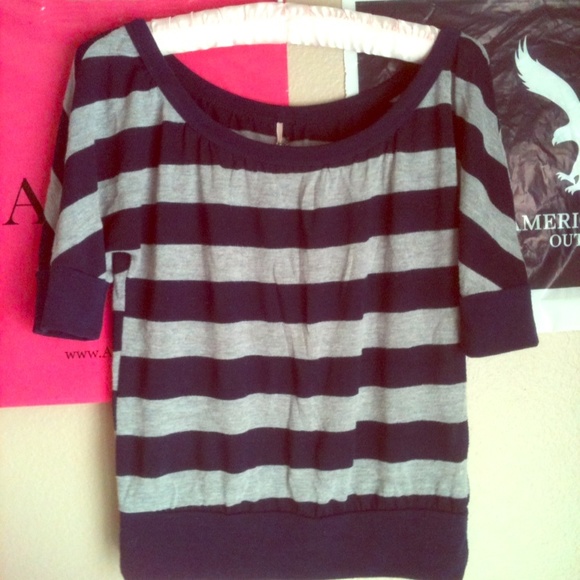 Grey & Navy Blue Top