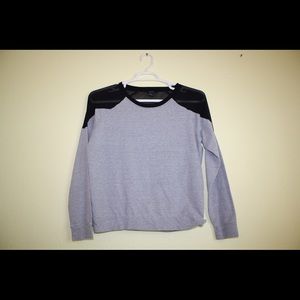Long sleeve gray shirt with sheer black shoulders