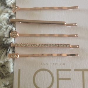 Loft Rose gold colored jeweled bobby pins
