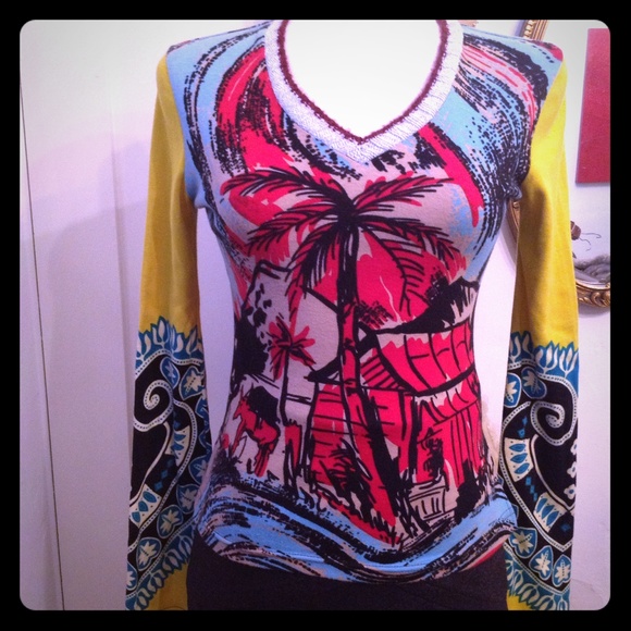 Custo Barcelona Tops - Custo Barcelona Wool and Silk Hurricane Top