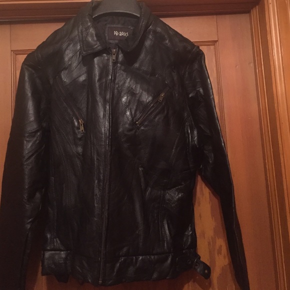 PB X Basics Black Leather Jacket.