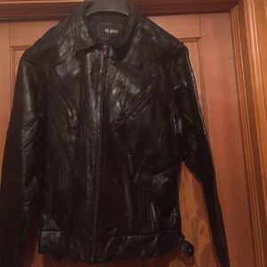 PB X Basics Black Leather Jacket.