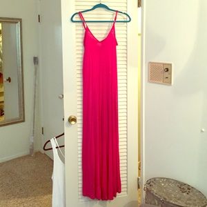 Hot pink spaghetti strap maxi dress