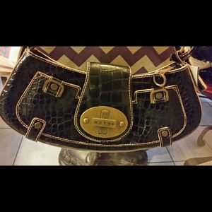 GUESS handbag deep chocolate brown alligator NWOT