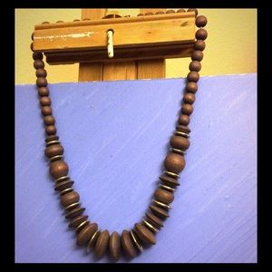 blue wood beaded necklace