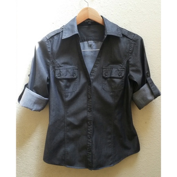 Express V Neck Button Down