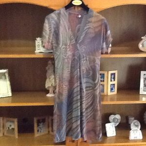 Colorful V neck light knit dress