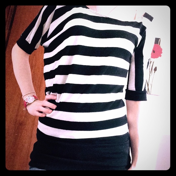 Black and white off the shoulder tank