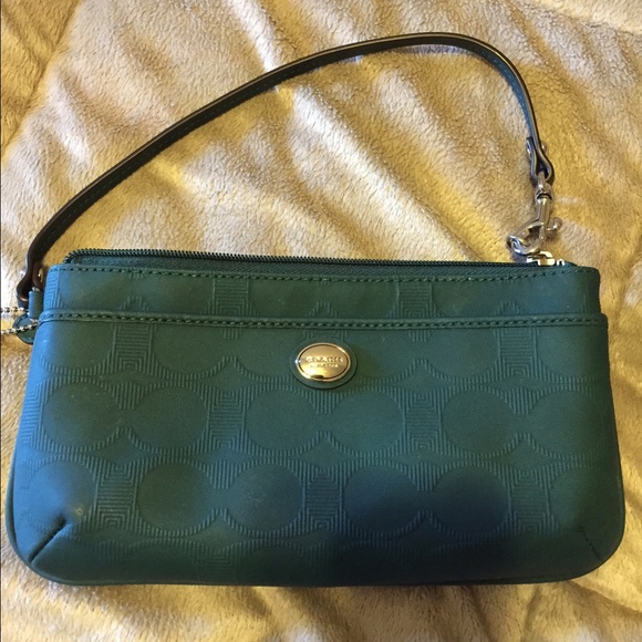 Coach Large Wristlet Forest Green
