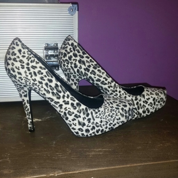 Leopard white and gray shoes worn once.