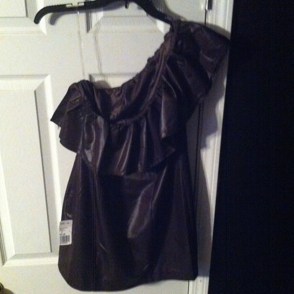 100% Polyester Brown One-Sided Halter Dress - Picture 4 of 4