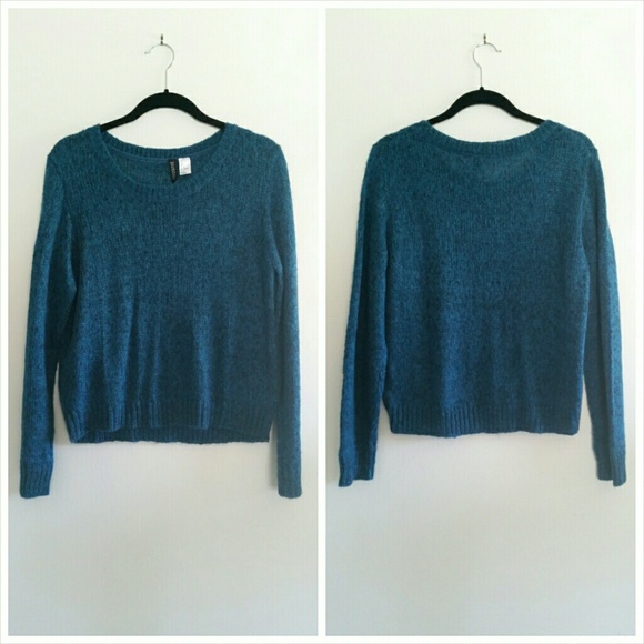 Teal cropped sweater - Picture 1 of 3