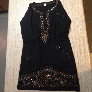 Nanette Lapore black beaded sweater dress