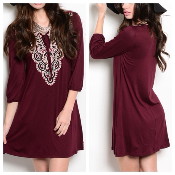 ‼️SALE‼️ Bryana Wine Crochet Dress - Picture 2 of 2