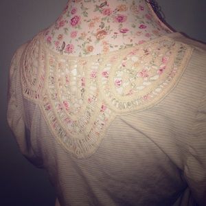Lace back tan boho shirt/top