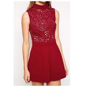 ASOS Scuba Romper With High Neck And Laser Cut