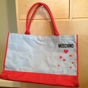Blue red canvas tote