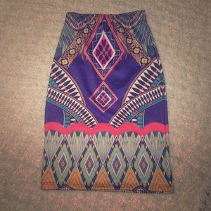 multi-colored pencil skirt