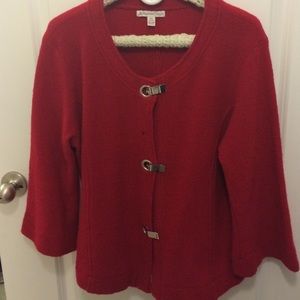 Red Boiled Wool Cardigan