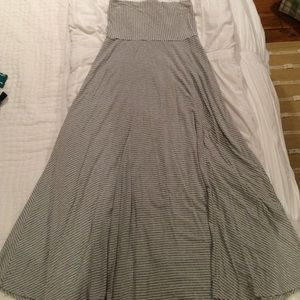 Grey and white striped maxi skirt