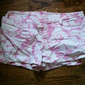 White and pink floral American Eagle shorts