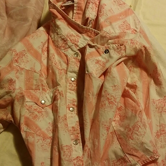 Cute pink and whit button up cowboy shirt