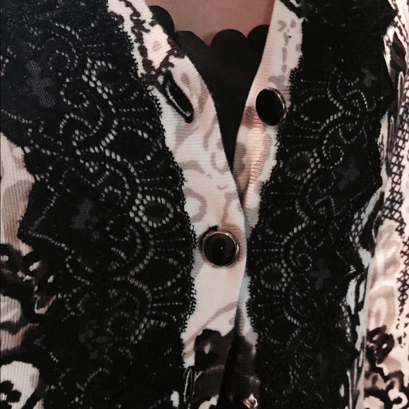 Sweater With Lace Accents & Adorable Buttons - Picture 2 of 4