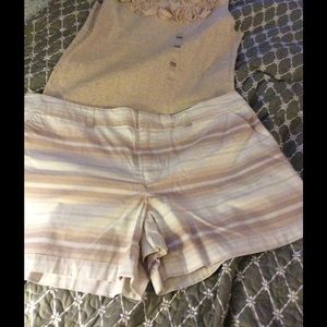 White and Tan Plaid Shorts