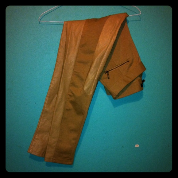 Tan faux leather riding pants