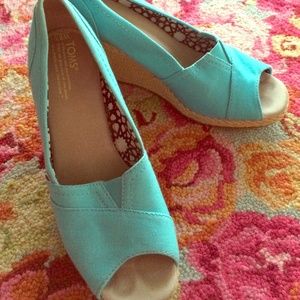 Teal Toms Wedges
