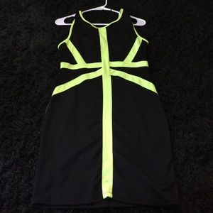Black and neon green club dress