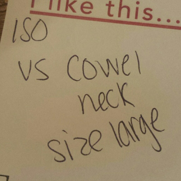 ISO VS COWEL NECK SIZE LARGE OR MEDIUM