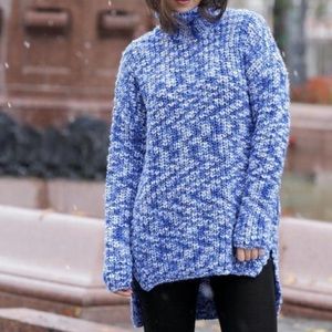 ZARA Blue Two Tone Turtleneck Sweater
