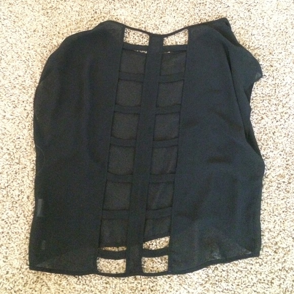 Black sheer short sleeve shirt - Picture 3 of 3
