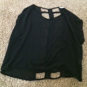 Black sheer short sleeve shirt