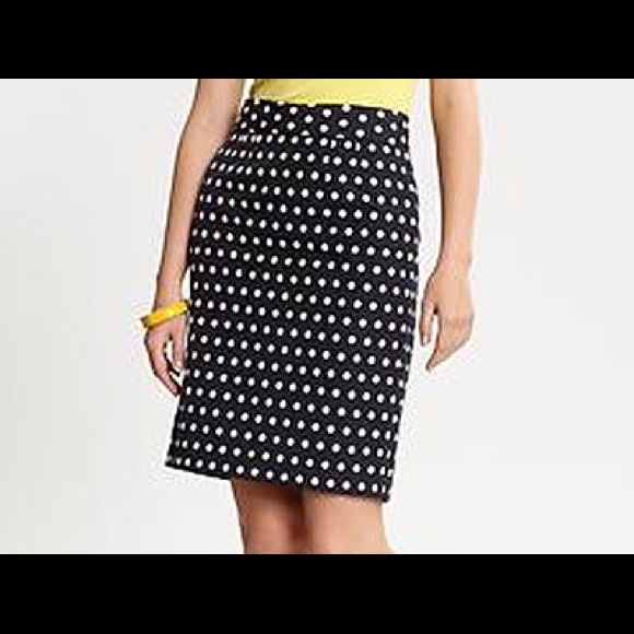 Banana Republic blue polka dot pencil skirt