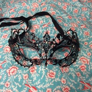 Black Rhinestone Laser Cut Masquerade Mask