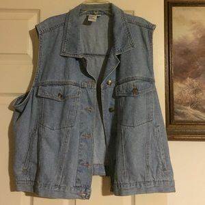 Distressed Denim Plus Vest