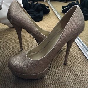 Sparkly gold heels